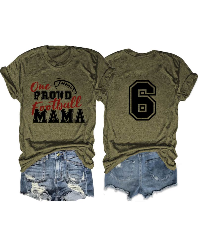 One Proud Football Mama Personalized Number T-Shirt