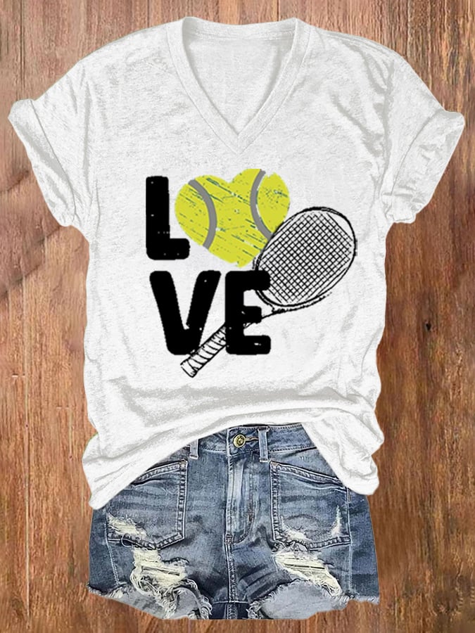 Women's  Apres Tennis  Printed Short-Sleeved T-Shirt