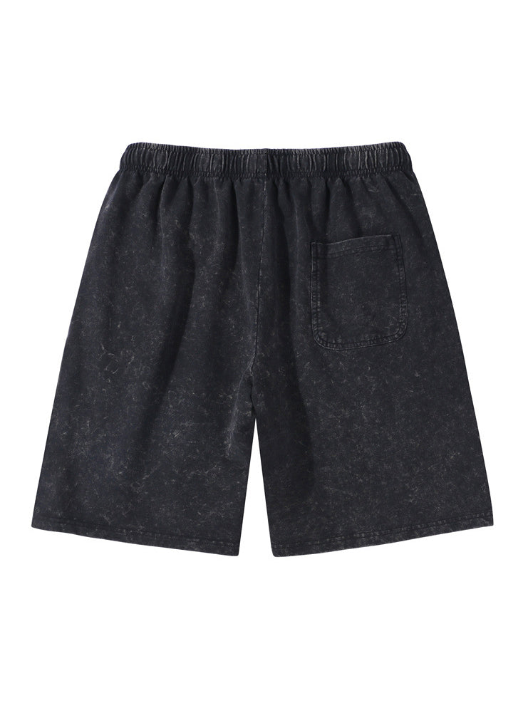 Men's Washed Distressed Cotton Batik Pocket Loose Casual Shorts