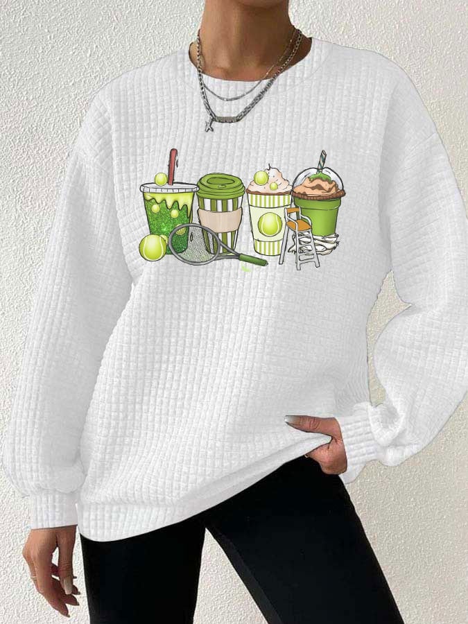 Women's Tennis Drink Printed Waffle Sweatshirt