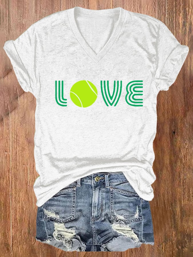 Women's Tennis Love Print Casual T-Shirt