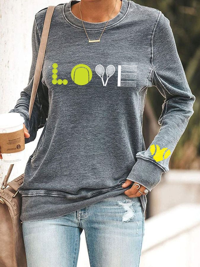 Women's Love Tennis printed casual sweatshirt