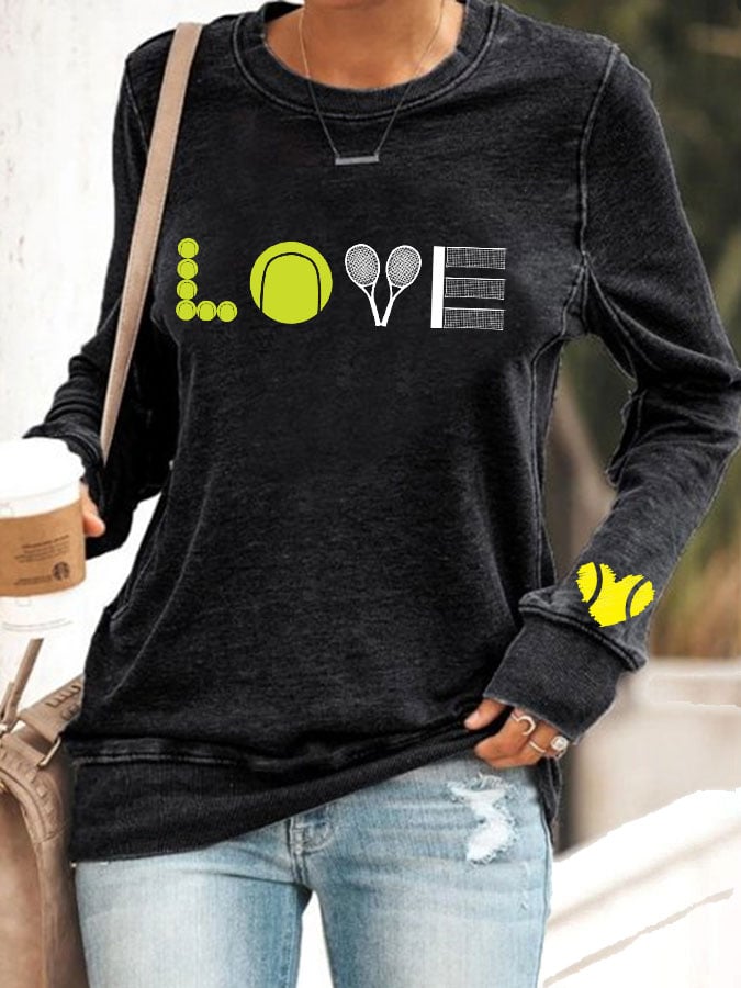 Women's Love Tennis printed casual sweatshirt