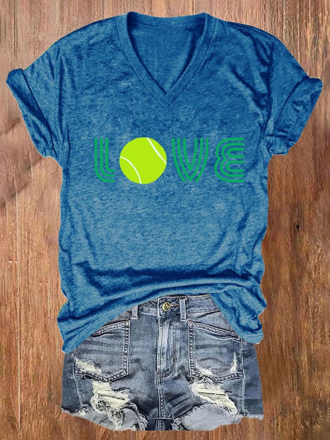 Women's Tennis Love Print Casual T-Shirt