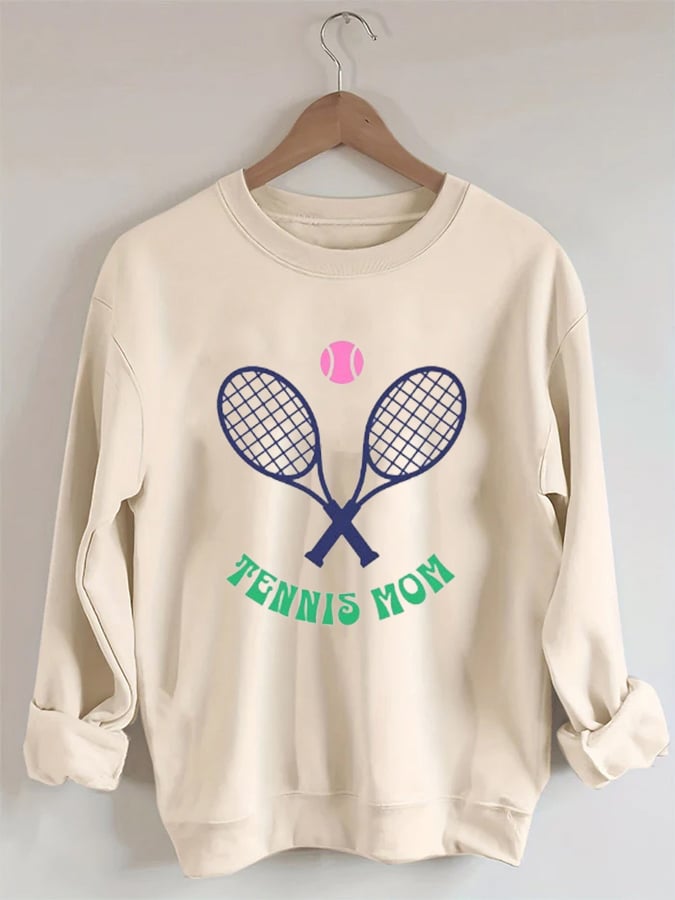 Women's Tennis Mom Print Crewneck Sweatshirt