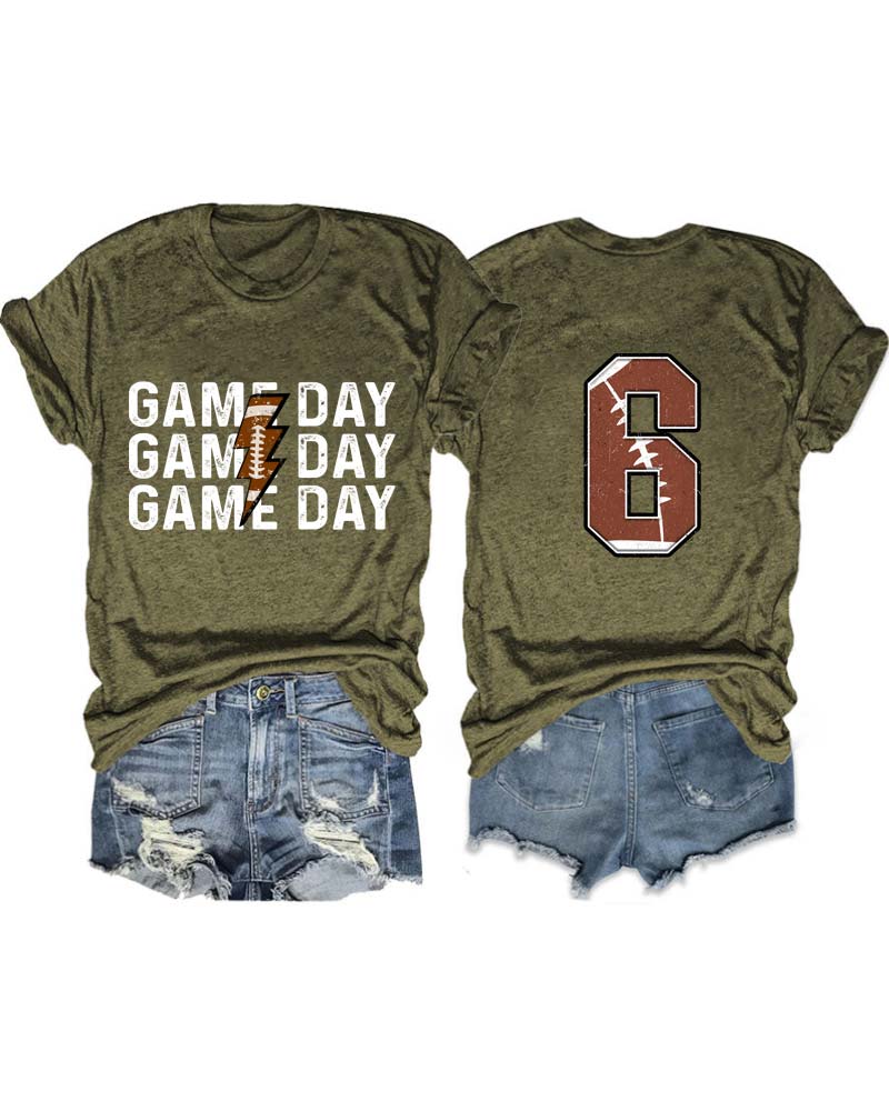 Game Day Football Personalized Number T-Shirt