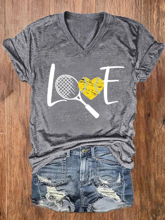 Women's Tennis Lover V-Neck Tee