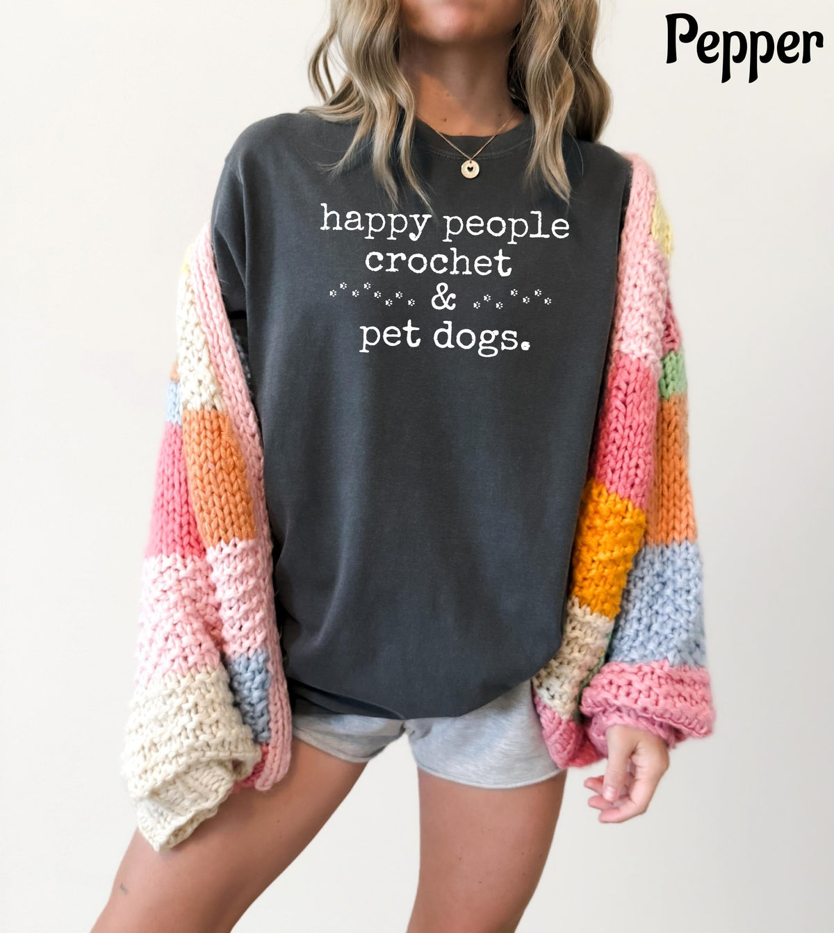 Comfort Colors Happy People Crochet & Pet Dogs T-Shirt