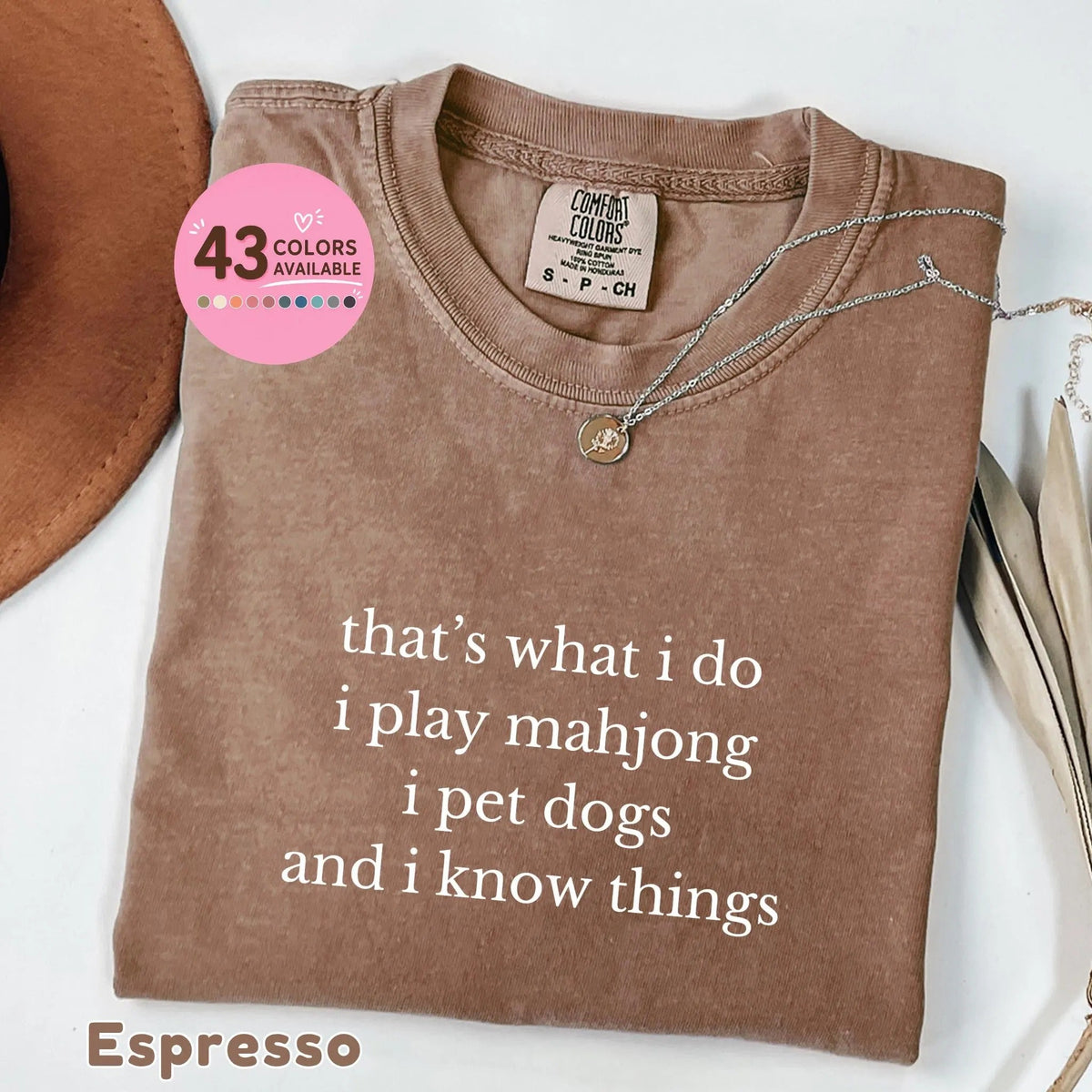 Comfort Colors Funny Mahjong and Dogs ,That's What I Do I Play Mahjong I Pet Dogs Graphic T-Shirt