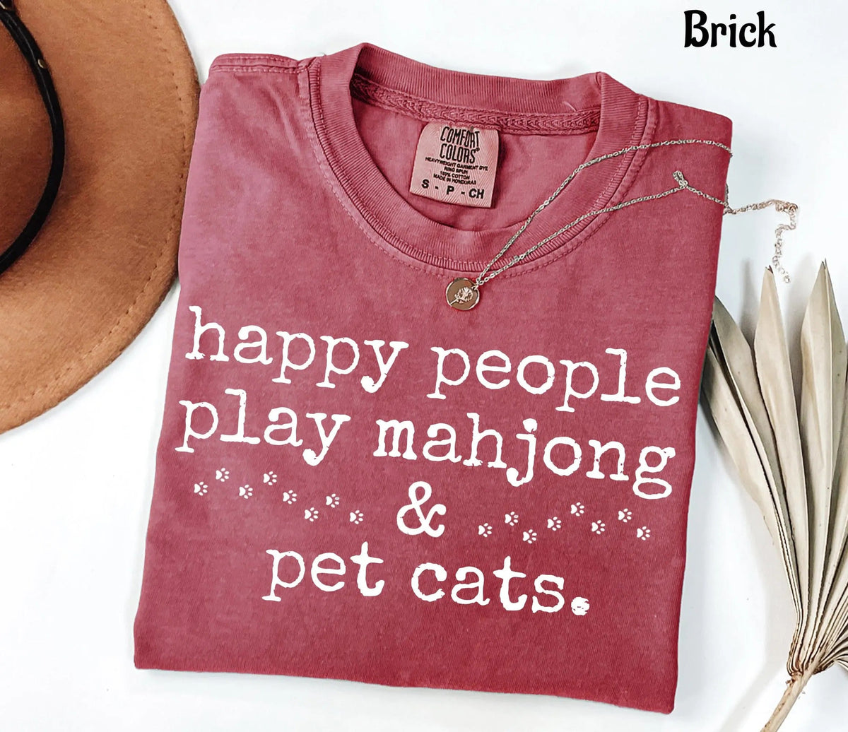 Comfort Colors Happy People Play Mahjong & Pet Cats T-Shirt