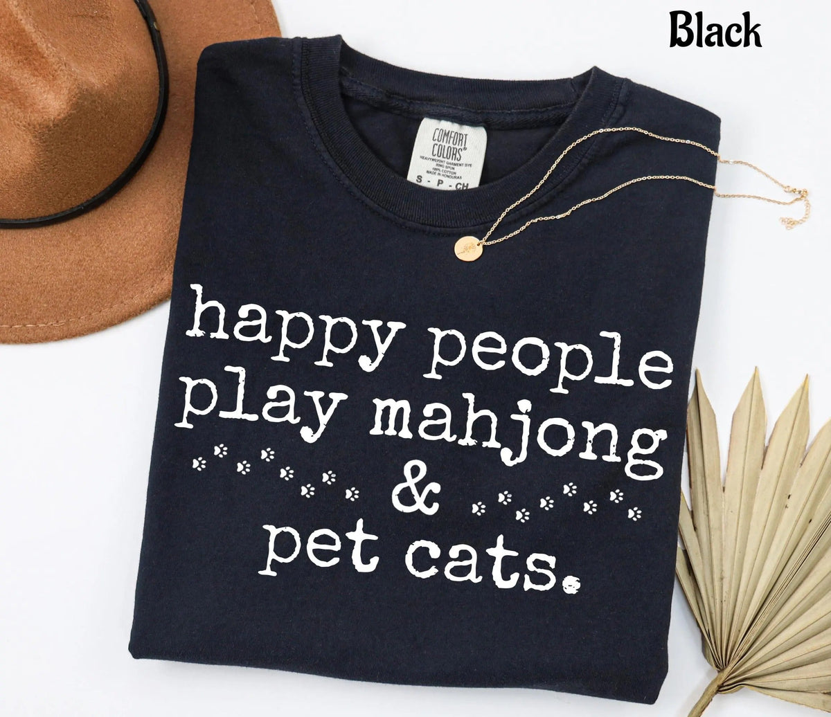 Comfort Colors Happy People Play Mahjong & Pet Cats T-Shirt