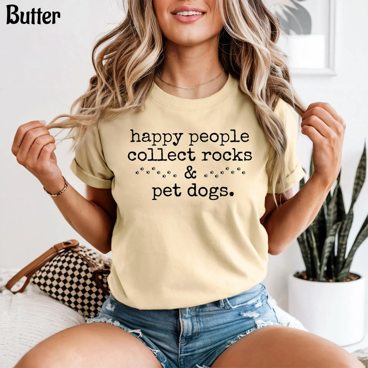 Comfort Colors Happy People Collect Rocks & Pet Dogs T-Shirt