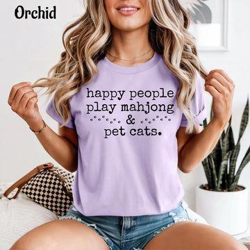 Comfort Colors Happy People Play Mahjong & Pet Cats T-Shirt
