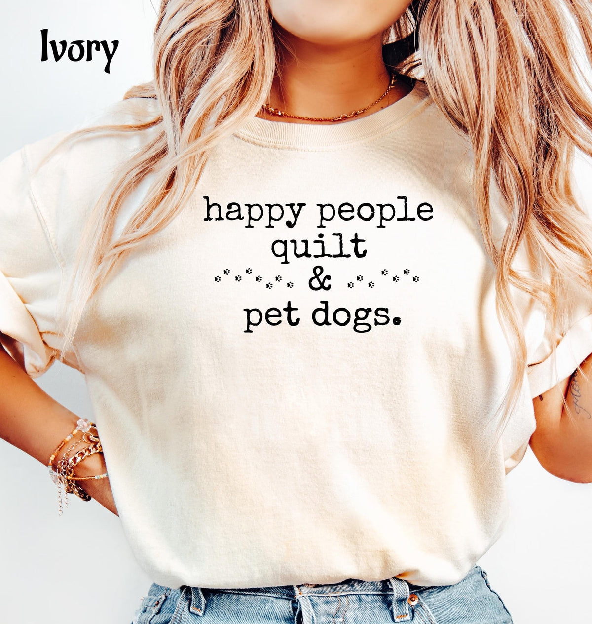 Comfort Colors Happy People Quilt  & Pet Dogs T-Shirt