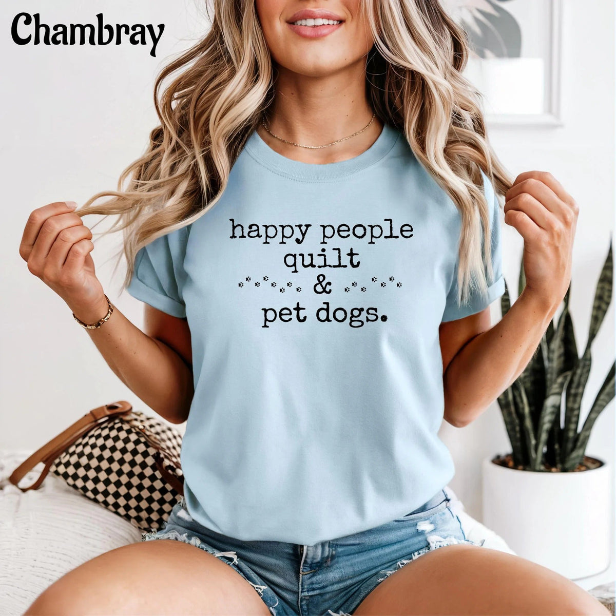 Comfort Colors Happy People Quilt  & Pet Dogs T-Shirt