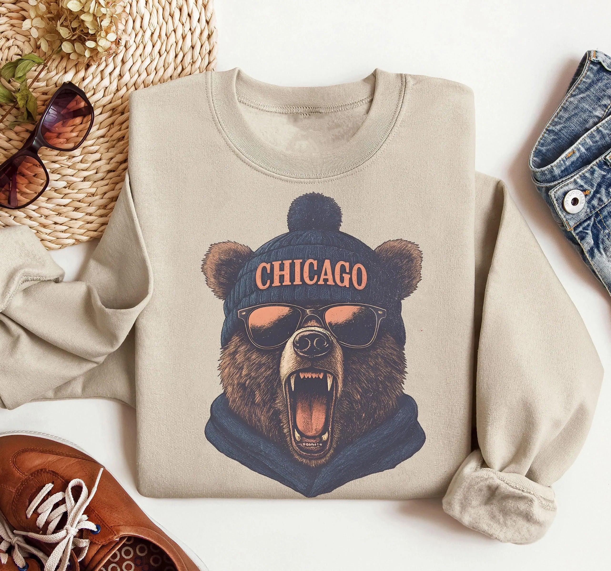 Retro Chicago Mascot Game Day Football Sweatshirt