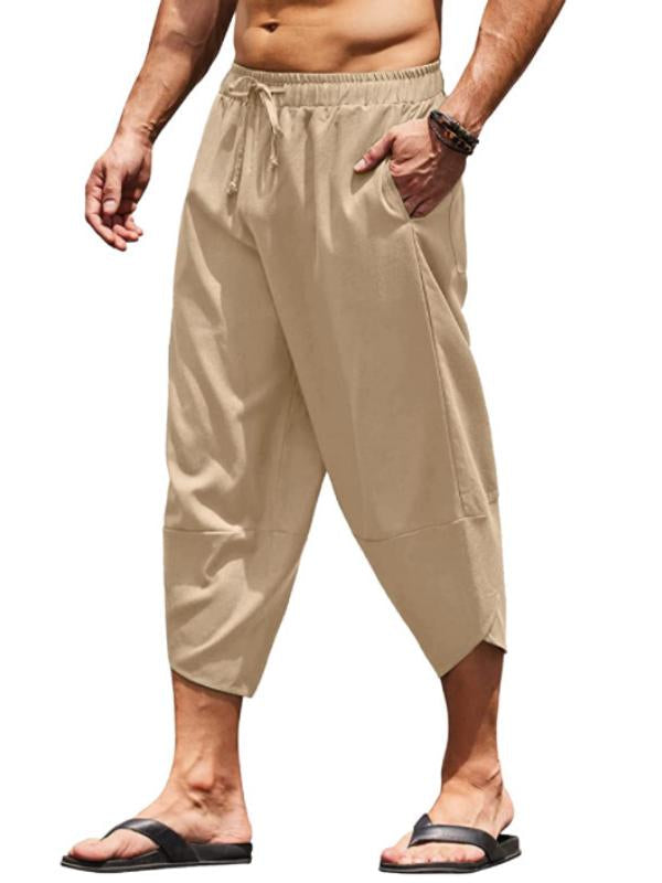 Men's Loose Drawstring Cropped Pants