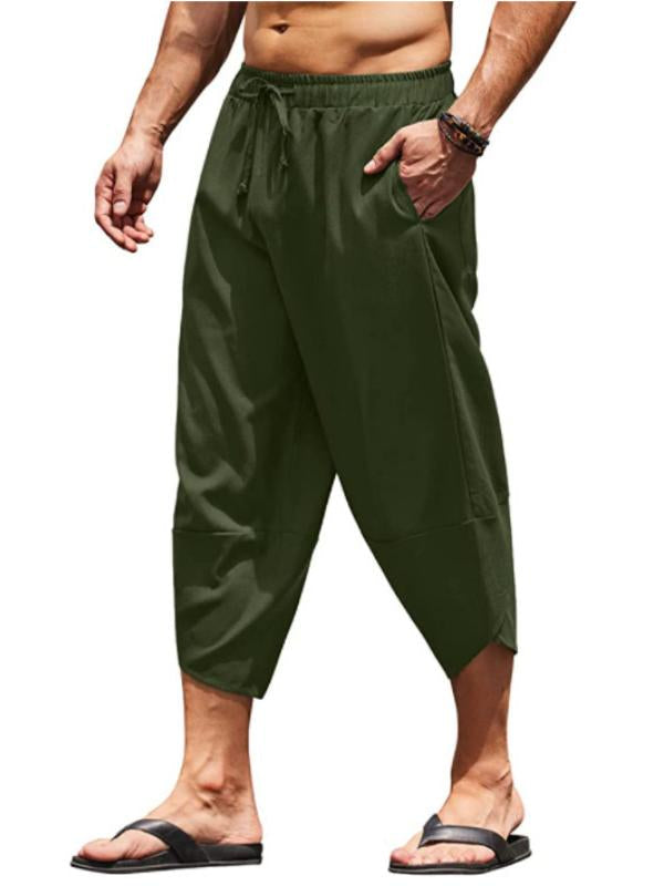 Men's Loose Drawstring Cropped Pants