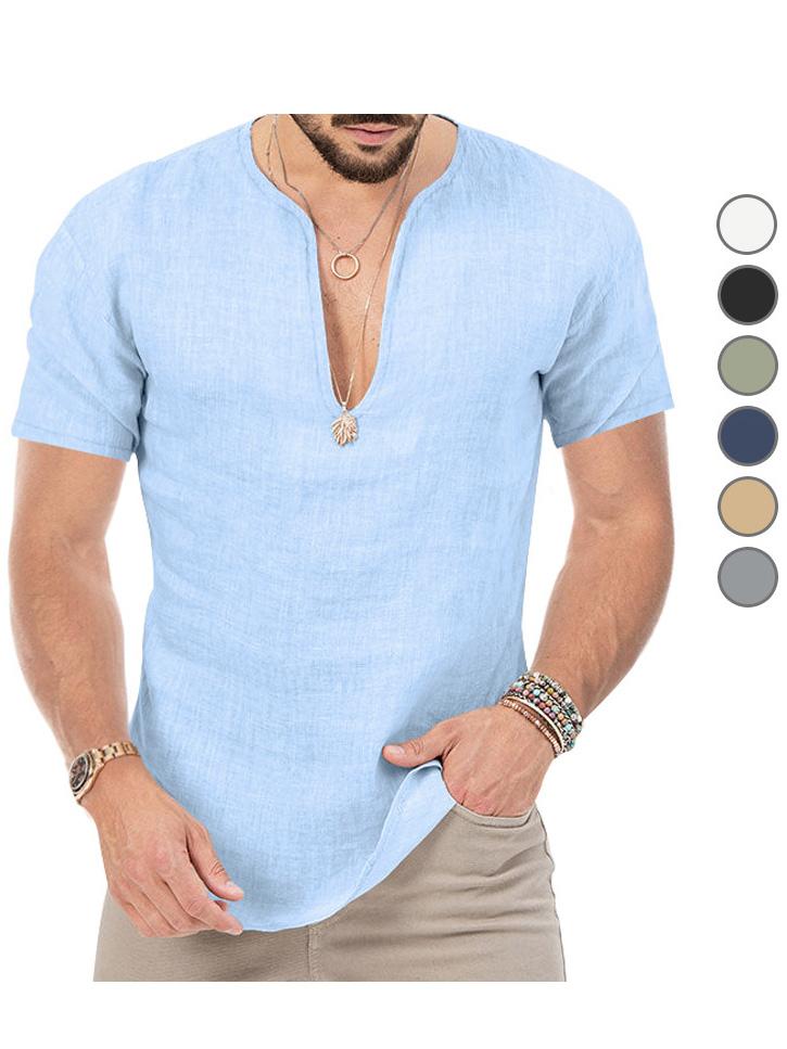 Men's v-neck casual slim short-sleeved T-shirt