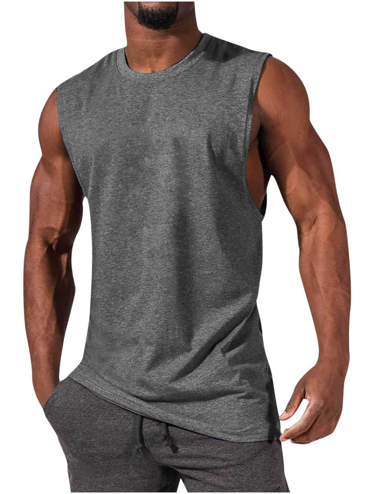 Men's T-Shirt Muscle Man Athletic Rambler Solid Color Top Sleeveless T-Shirt