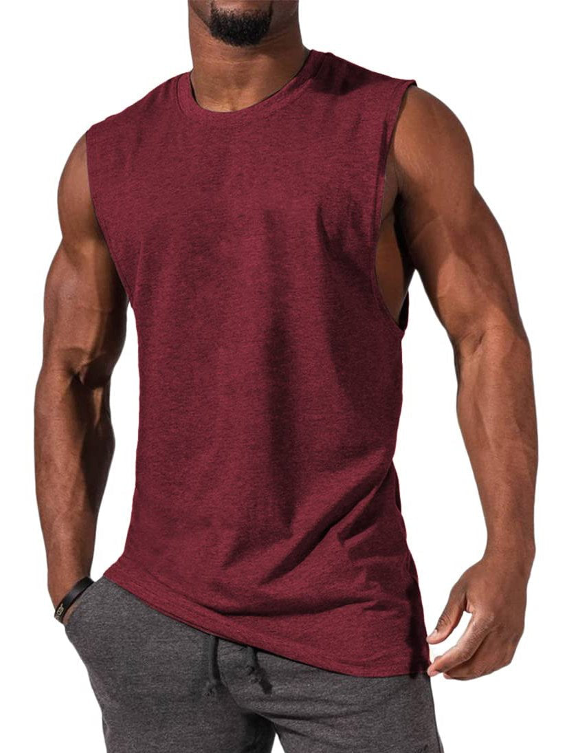 Men's T-Shirt Muscle Man Athletic Rambler Solid Color Top Sleeveless T-Shirt