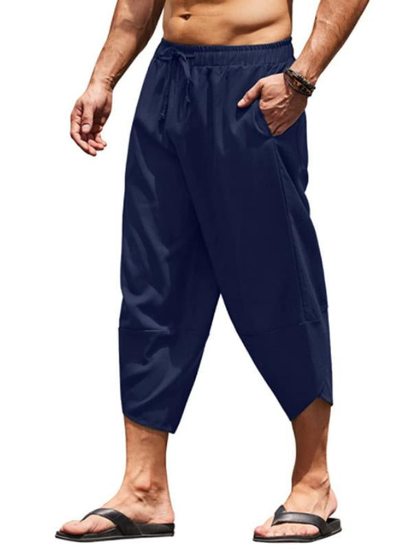 Men's Loose Drawstring Cropped Pants