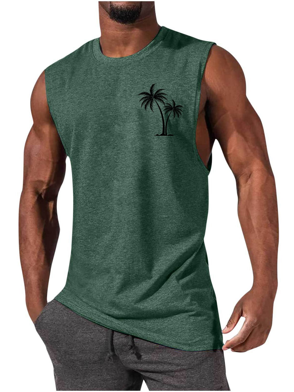 Men's Hawaiian Coco Coconut tree Casual Comfort Print Sleeveless T-Shirt