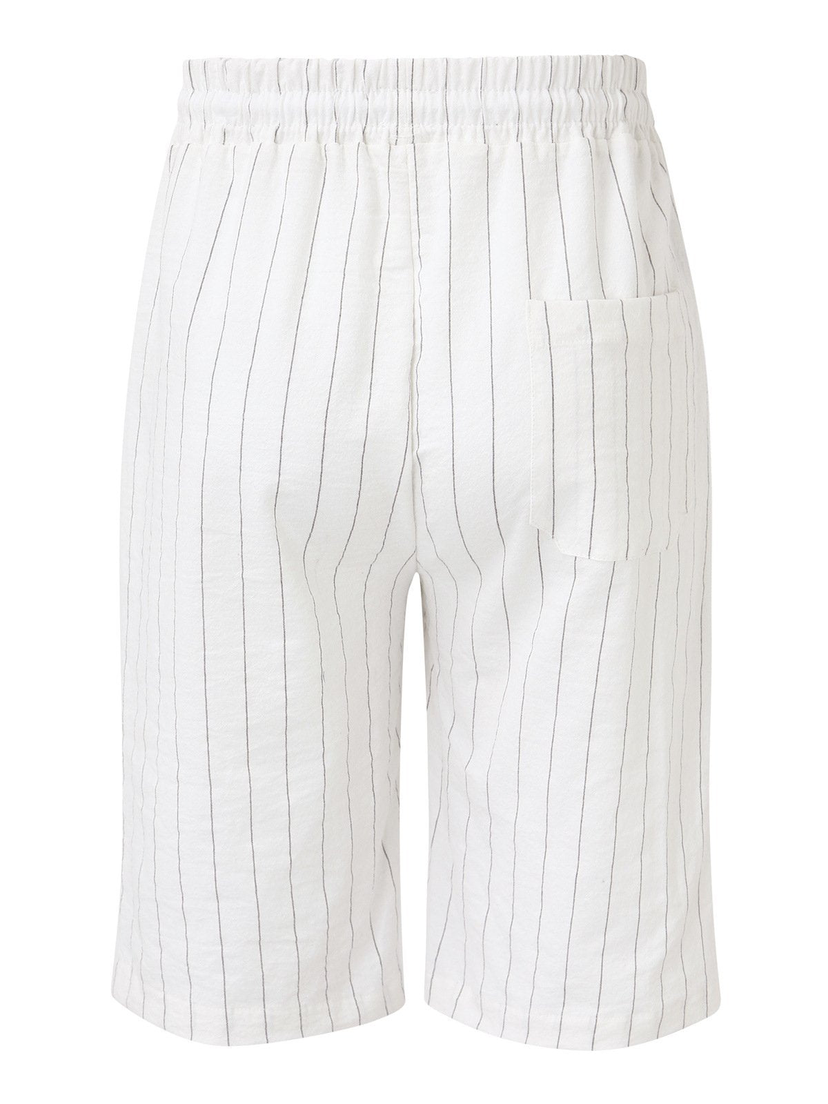 Men's Elastic Waist Striped Cotton Linen Casual Basic Pocket Shorts