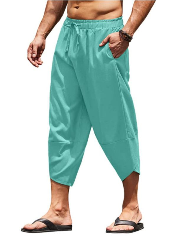 Men's Loose Drawstring Cropped Pants