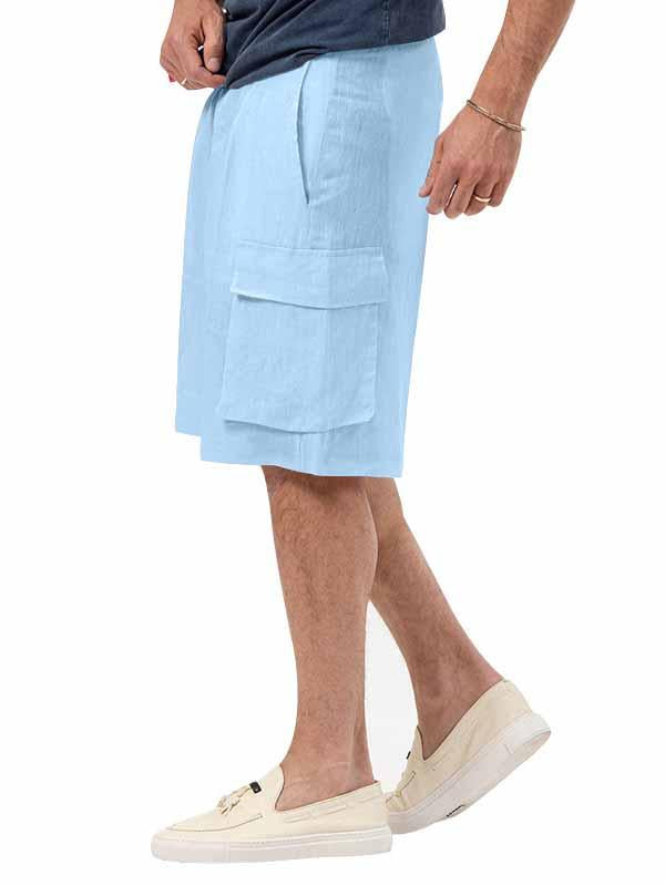Men's Pocket Loose Cotton Linen Straight Leg Shorts
