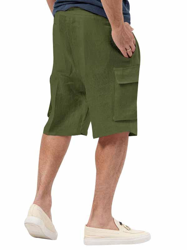 Men's Pocket Loose Cotton Linen Straight Leg Shorts