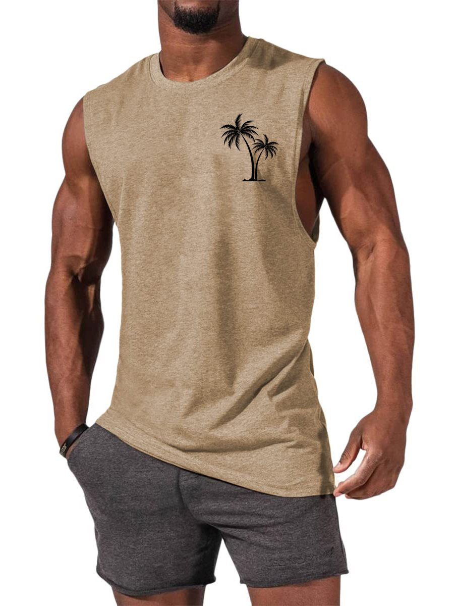 Men's Casual Sports Comfort Coconut Print Sleeveless Set