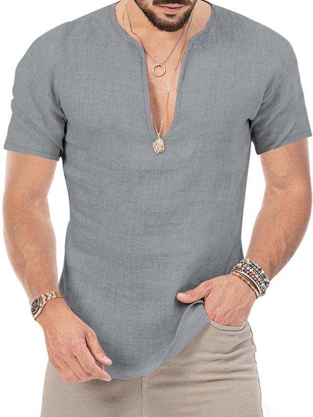 Men's v-neck casual slim short-sleeved T-shirt
