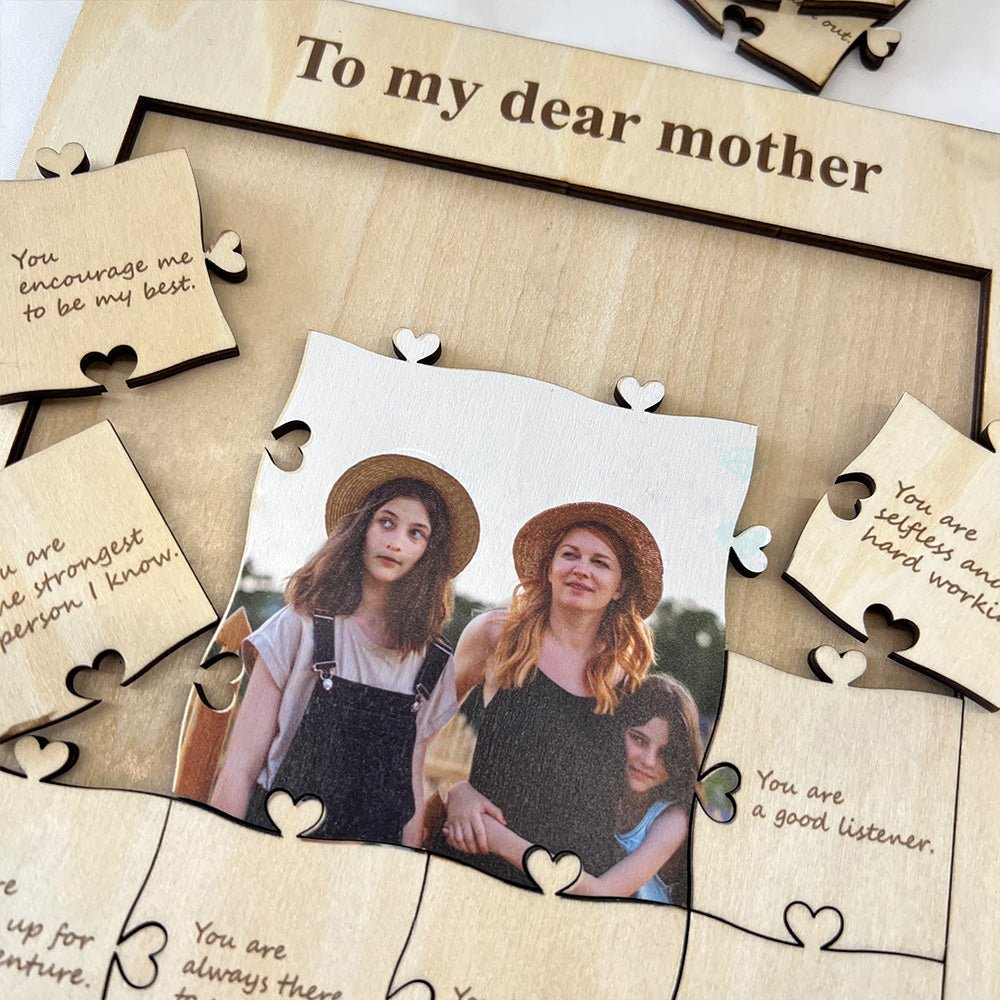 Mother's Day ❤️ 12 Reasons Why I Love My Mom Personalized Photo Wooden Puzzle