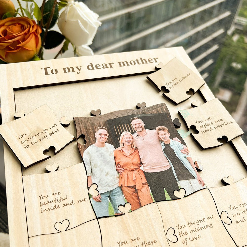 Mother's Day ❤️ 12 Reasons Why I Love My Mom Personalized Photo Wooden Puzzle