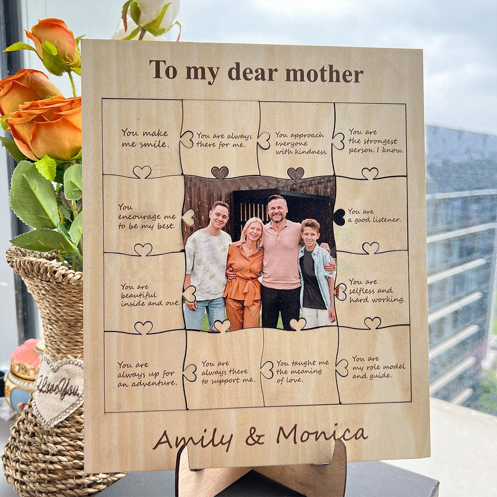 Mother's Day ❤️ 12 Reasons Why I Love My Mom Personalized Photo Wooden Puzzle