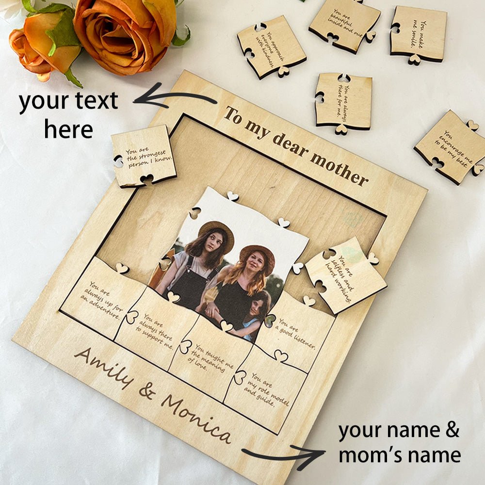 Mother's Day ❤️ 12 Reasons Why I Love My Mom Personalized Photo Wooden Puzzle