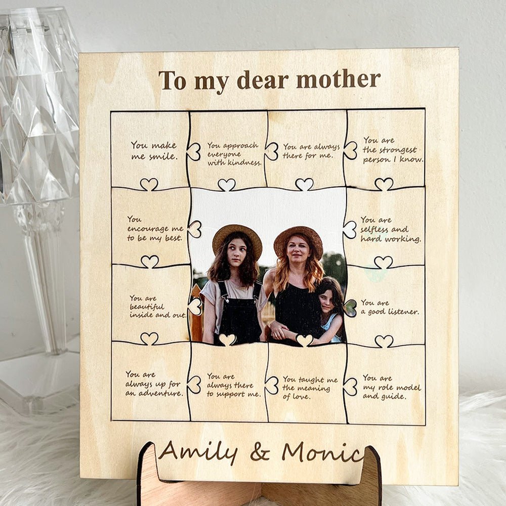 Mother's Day ❤️ 12 Reasons Why I Love My Mom Personalized Photo Wooden Puzzle