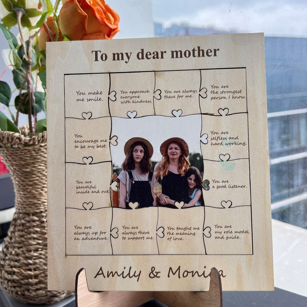 Mother's Day ❤️ 12 Reasons Why I Love My Mom Personalized Photo Wooden Puzzle