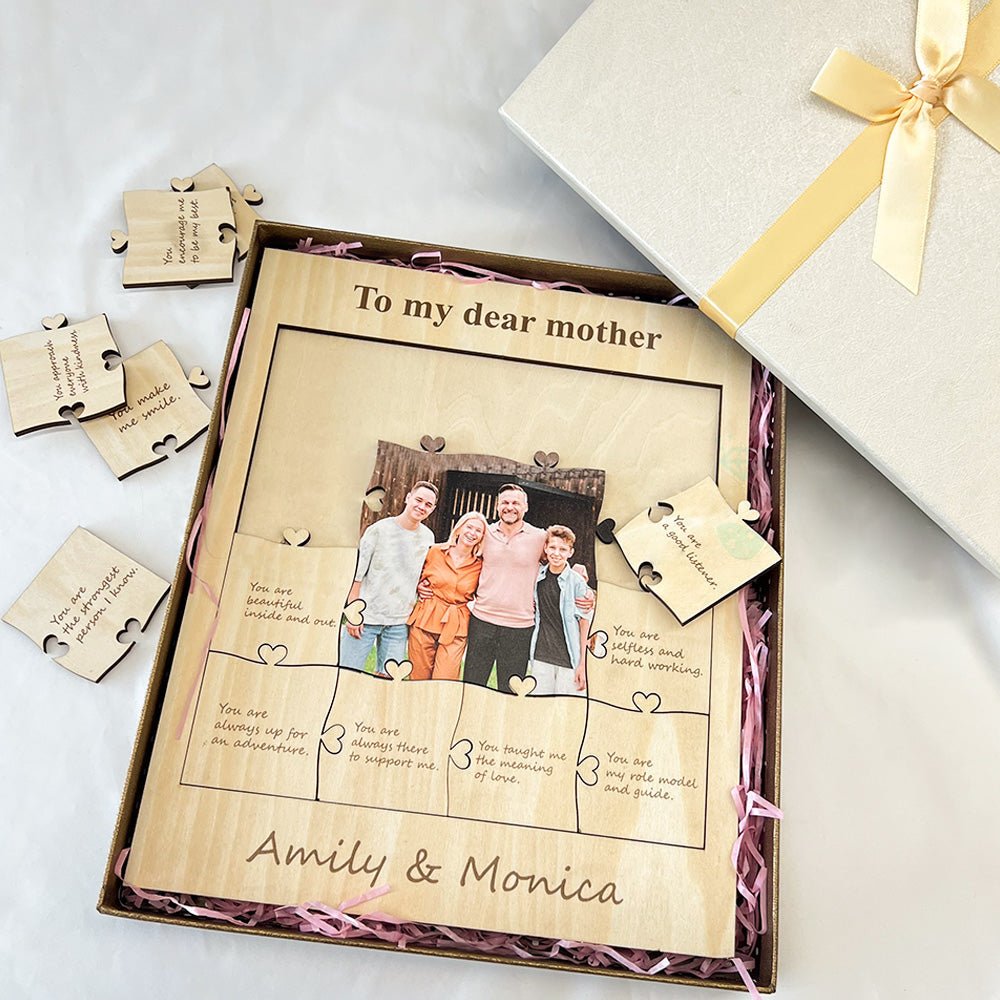 Mother's Day ❤️ 12 Reasons Why I Love My Mom Personalized Photo Wooden Puzzle