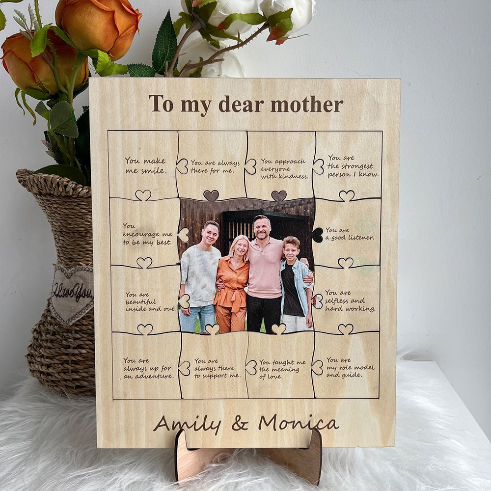 Mother's Day ❤️ 12 Reasons Why I Love My Mom Personalized Photo Wooden Puzzle