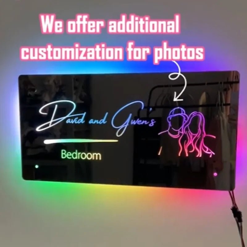 Mylovecustom™  Personalised Outline Photo Mirror - Light Up Mirror