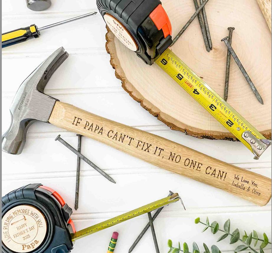 Personalized Tape Measure Hammer Set - Best Gift For Father's Day