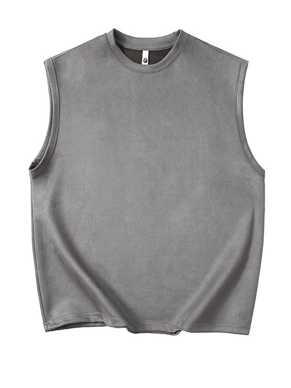 Men's Solid Color Simple Suede Sleeveless Comfortable T-shirt