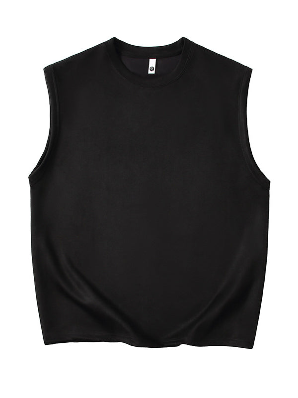 Men's Solid Color Simple Suede Sleeveless Comfortable T-shirt