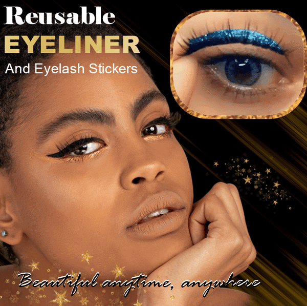 REUSABLE SELF-ADHESIVE EYELINER AND EYELASH STICKERS WITH GLITTER