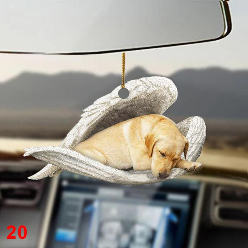 Acrylic Pendant Car Interior Pendant Sleeping Angel Dog Model Car Home