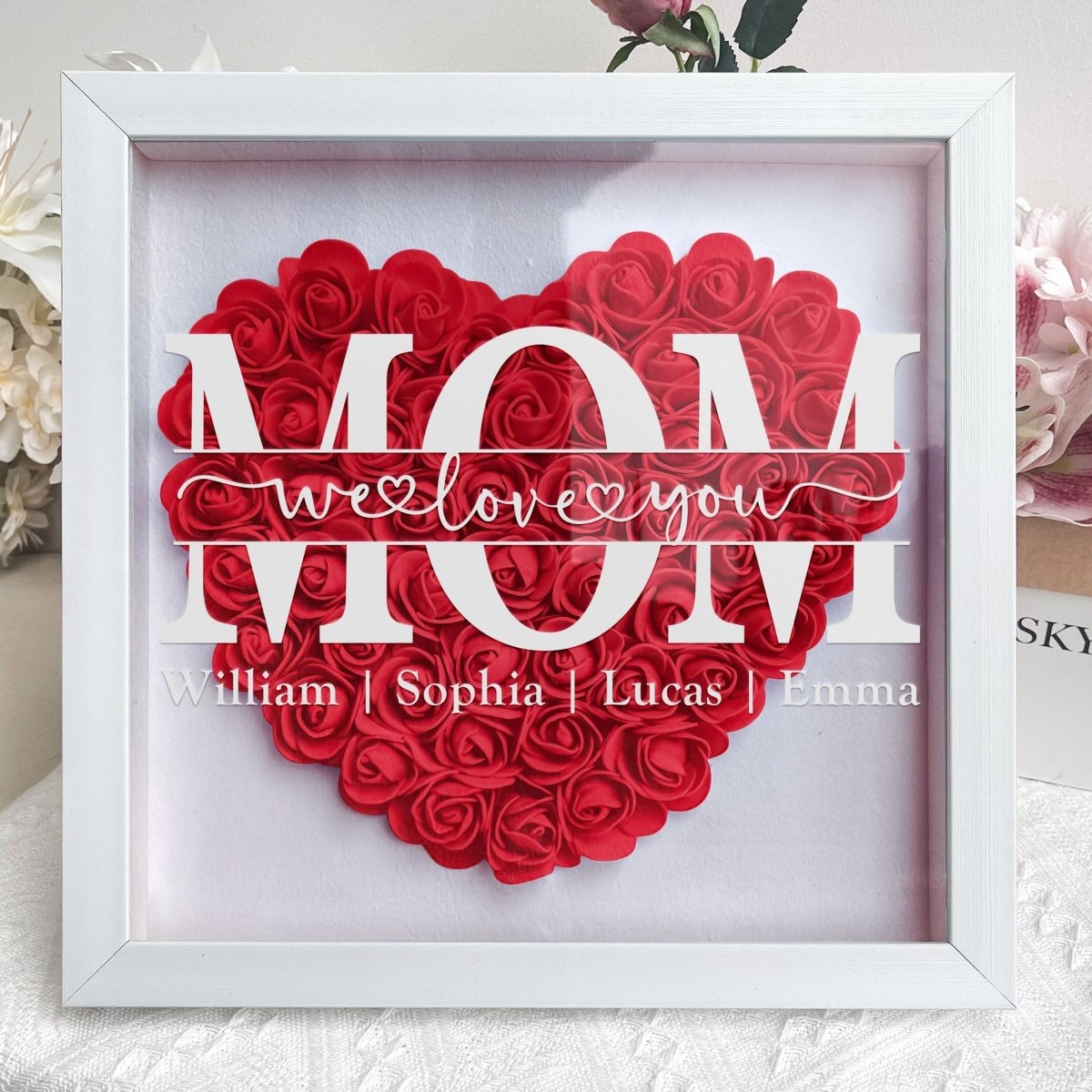 50%OFF⭐️Mom Heart Shaped Monogram Flower Shadow Box(Mother's Day gift)
